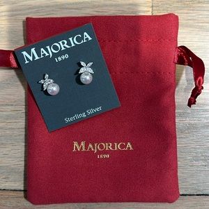 Majorica pearl earrings with CZ